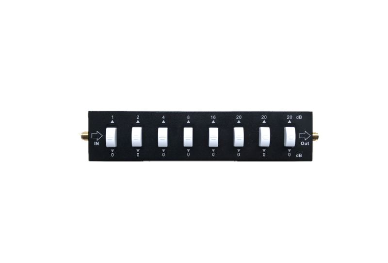 撥動(dòng)式步進(jìn)衰減器,調(diào)節(jié)射頻電路的功率電平,衰減范圍0-91dB